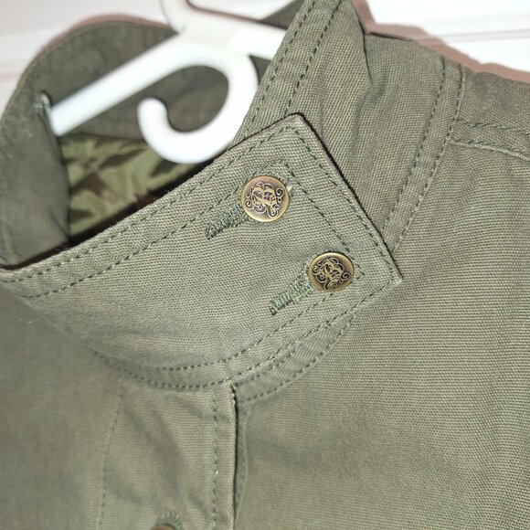 BB Dakota Khaki Quilted Cotton Vest with Detachable Faux Fur Collar Size Small - Picture 12 of 17